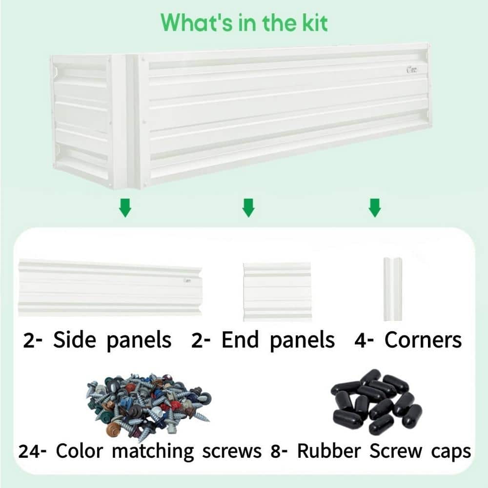 ALL METAL WORKS 24 inch by 72 inch Rectangle Brilliant White Metal Planter Box PTTM2X6X18-BRILLIANTWHITE