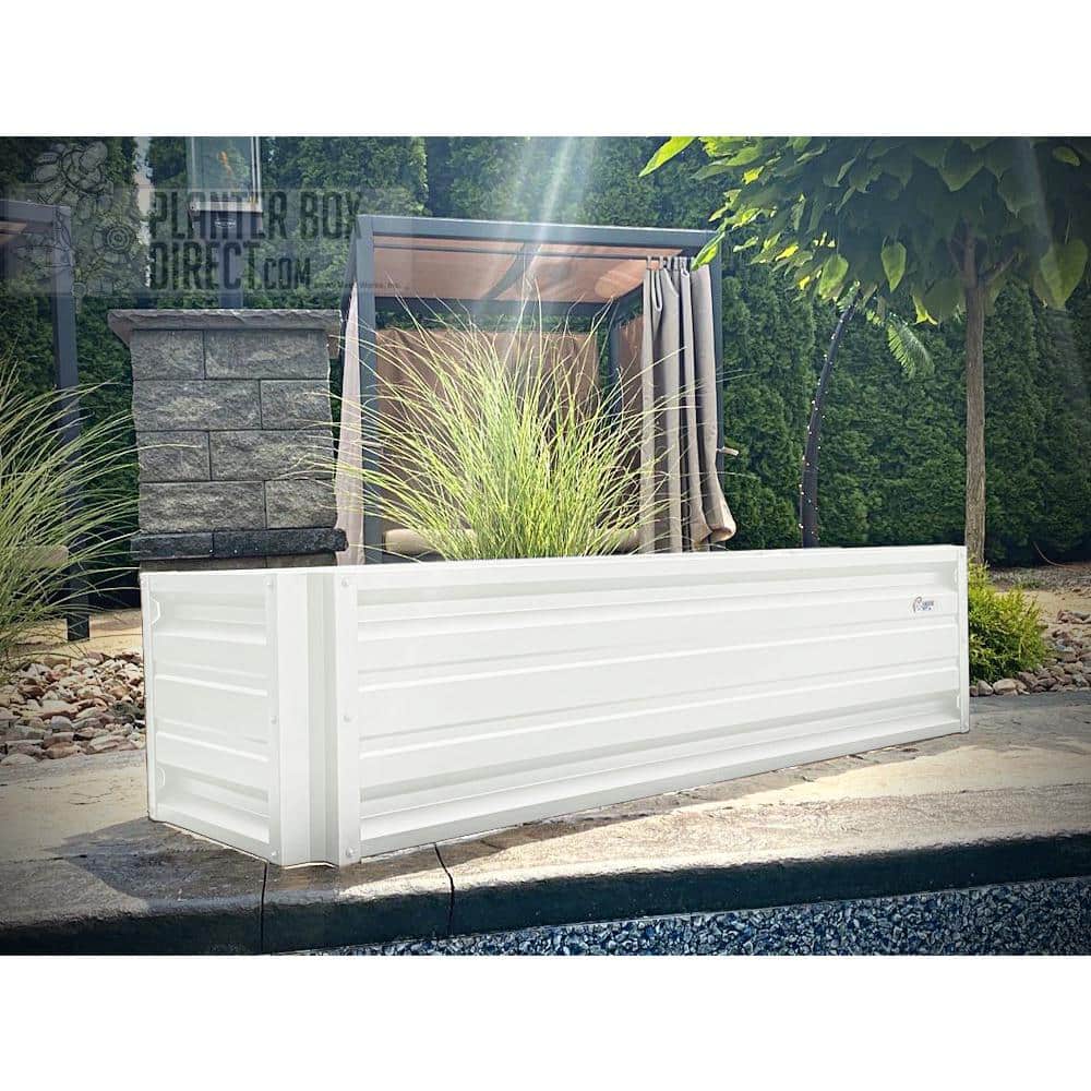 ALL METAL WORKS 24 inch by 72 inch Rectangle Brilliant White Metal Planter Box PTTM2X6X18-BRILLIANTWHITE