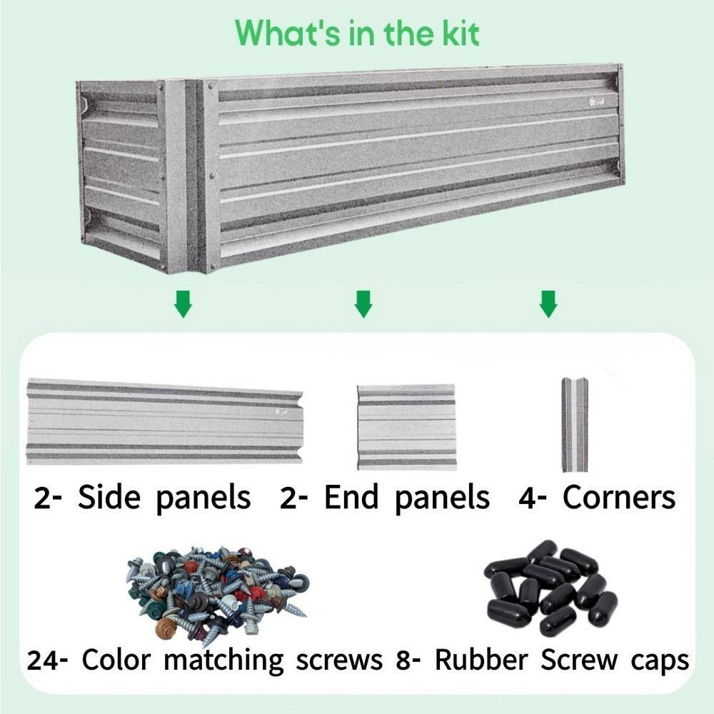 ALL METAL WORKS 24 inch by 72 inch Rectangle Galvalume Metal Planter Box PTTM2X6X18-GALVALUME