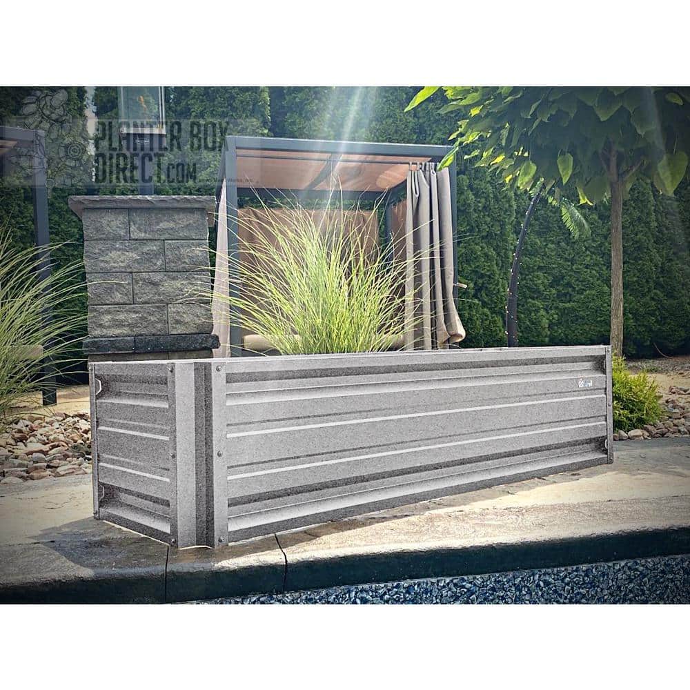 ALL METAL WORKS 24 inch by 72 inch Rectangle Galvalume Metal Planter Box PTTM2X6X18-GALVALUME