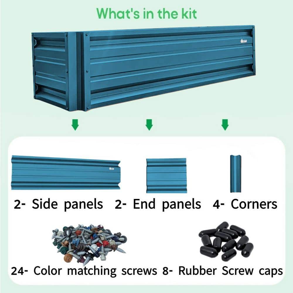 ALL METAL WORKS 24 inch by 72 inch Rectangle Hawaiian Blue Metal Planter Box PTTM2X6X18-HAWAIIANBLUE