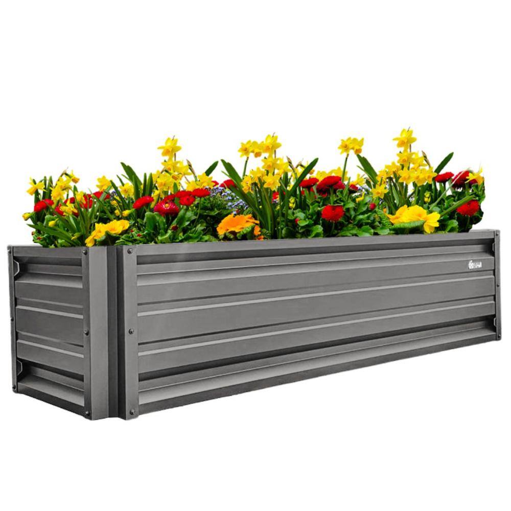 ALL METAL WORKS 24 inch by 72 inch Rectangle Slate Gray Metal Planter Box PTTM2X6X18-SLATEGRAY