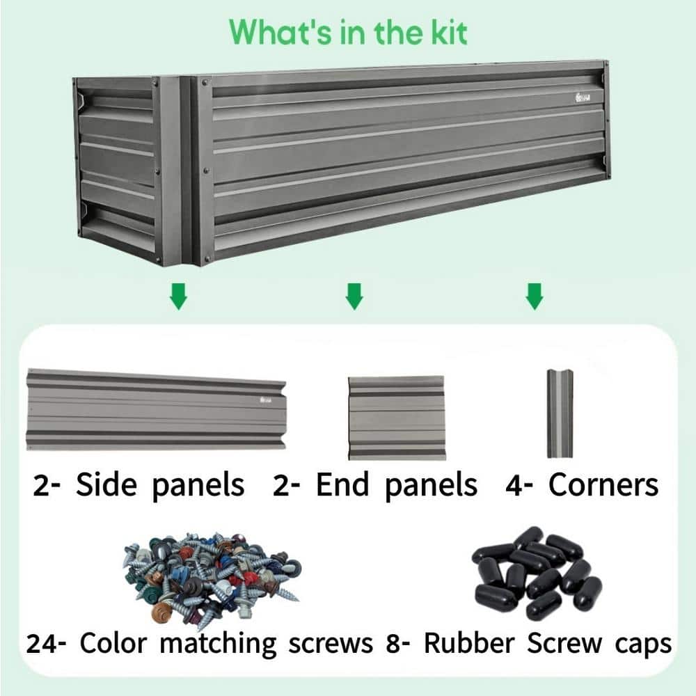 ALL METAL WORKS 24 inch by 72 inch Rectangle Slate Gray Metal Planter Box PTTM2X6X18-SLATEGRAY