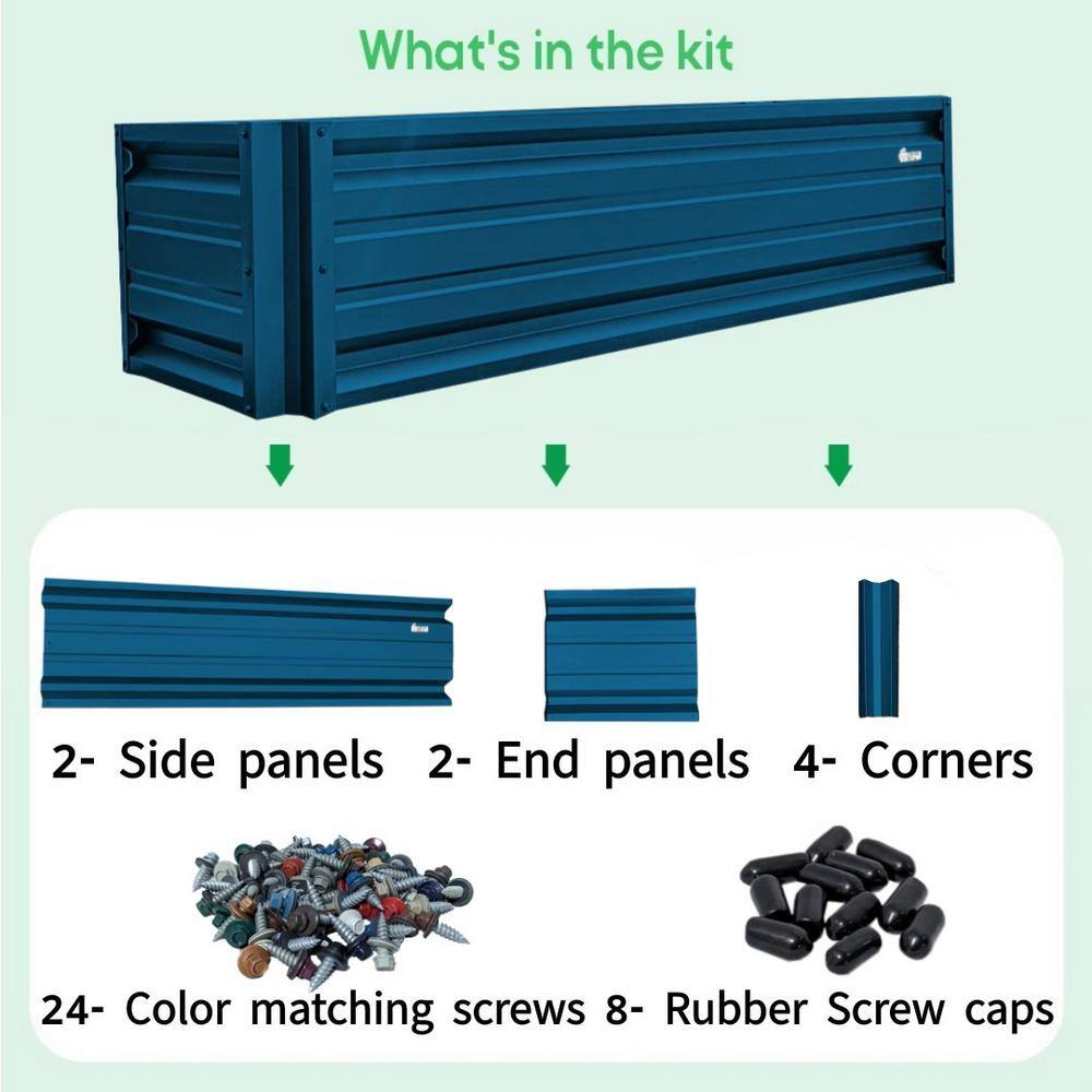 ALL METAL WORKS 24 inch by 72 inch Rectangle Gallery Blue Metal Planter Box PTTM2X6X18-GALLERYBLUE