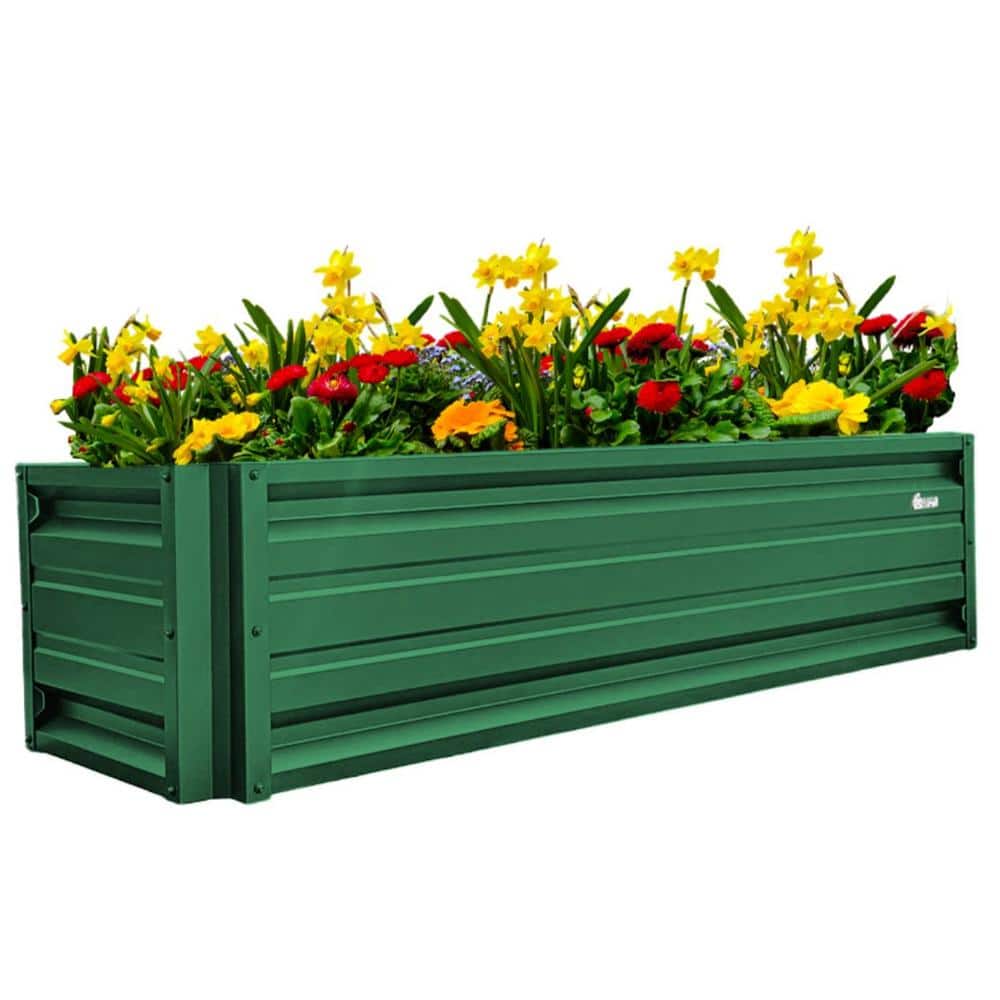 ALL METAL WORKS 24 inch by 72 inch Rectangle Emerald Green Metal Planter Box PTTM2X6X18-EMERALDGREEN