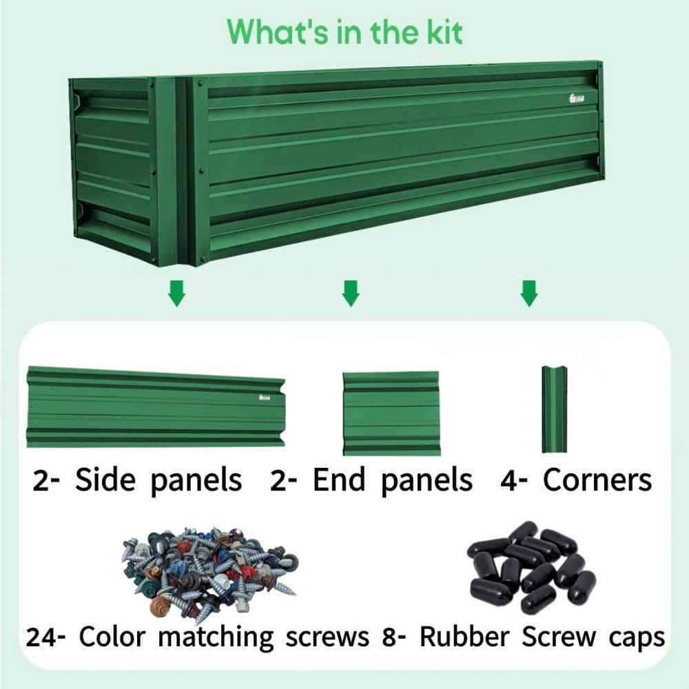 ALL METAL WORKS 24 inch by 72 inch Rectangle Emerald Green Metal Planter Box PTTM2X6X18-EMERALDGREEN