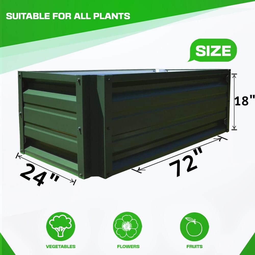 ALL METAL WORKS 24 inch by 72 inch Rectangle Emerald Green Metal Planter Box PTTM2X6X18-EMERALDGREEN