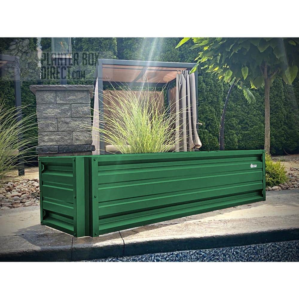 ALL METAL WORKS 24 inch by 72 inch Rectangle Emerald Green Metal Planter Box PTTM2X6X18-EMERALDGREEN