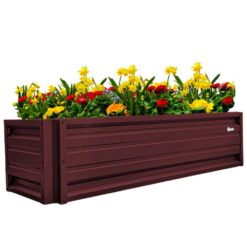 ALL METAL WORKS 24 inch by 72 inch Rectangle Burgundy Metal Planter Box PTTM2X6X18-BURGUNDY