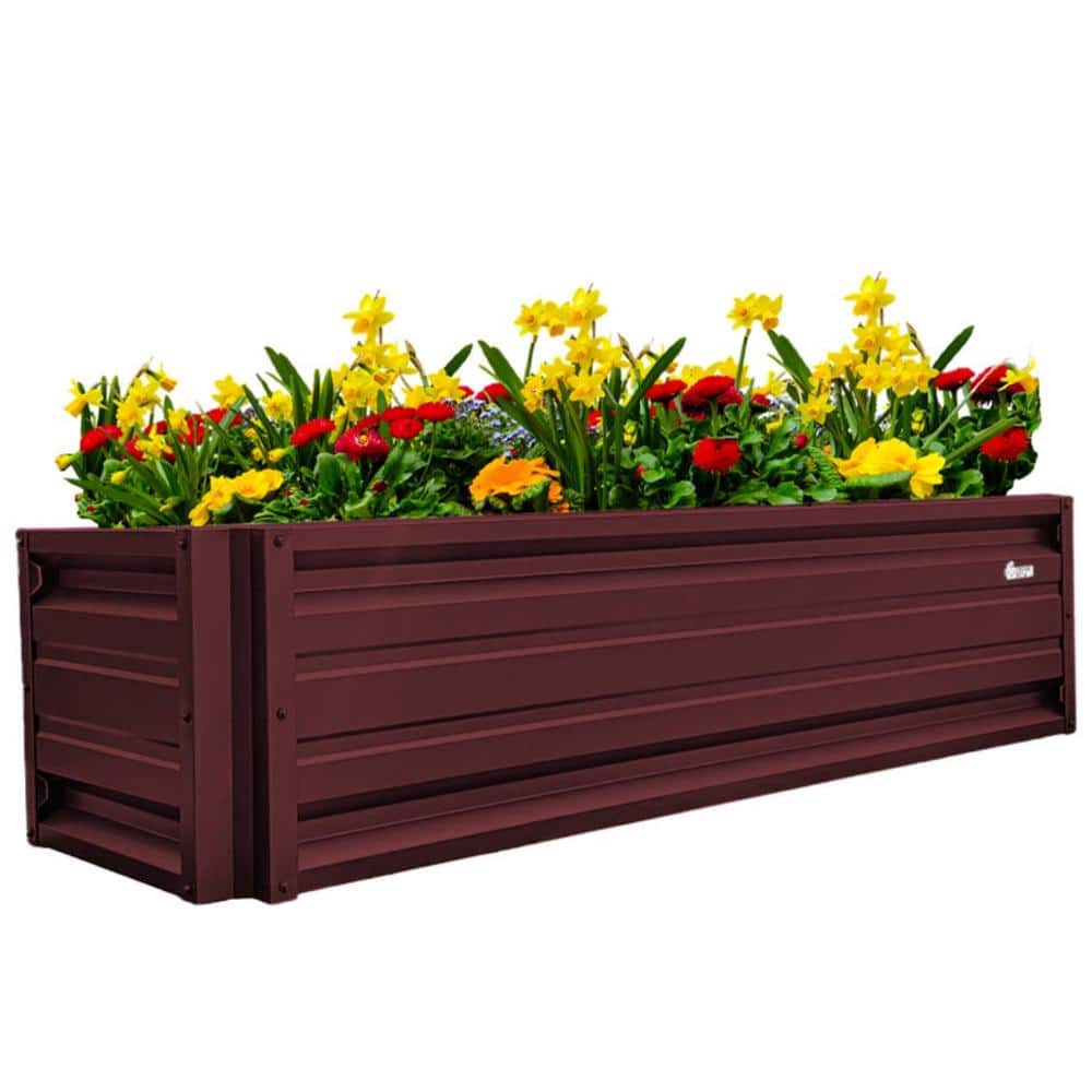 ALL METAL WORKS 24 inch by 72 inch Rectangle Burgundy Metal Planter Box PTTM2X6X18-BURGUNDY