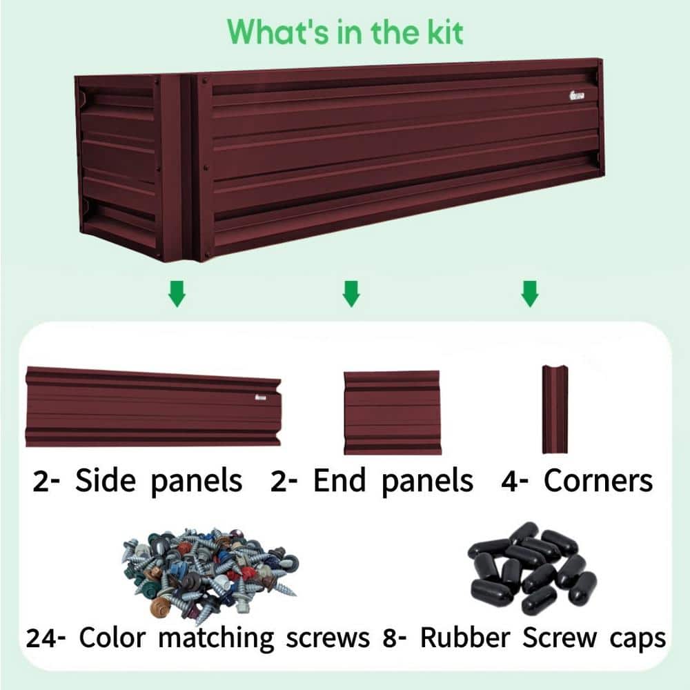 ALL METAL WORKS 24 inch by 72 inch Rectangle Burgundy Metal Planter Box PTTM2X6X18-BURGUNDY