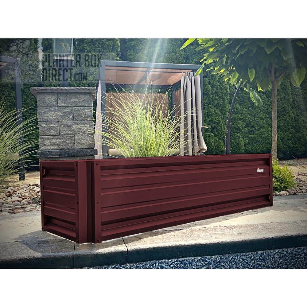 ALL METAL WORKS 24 inch by 72 inch Rectangle Burgundy Metal Planter Box PTTM2X6X18-BURGUNDY