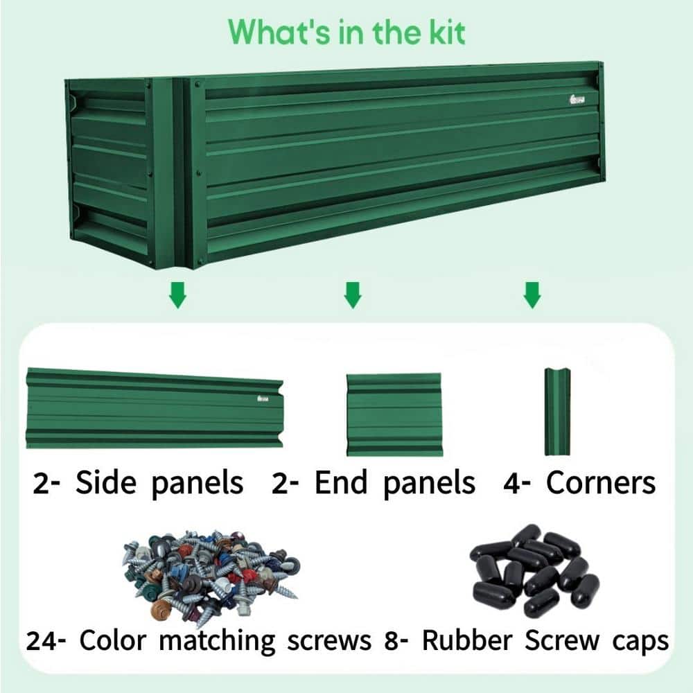 ALL METAL WORKS 24 inch by 72 inch Rectangle Forest Green Metal Planter Box PTTM2X6X18-FORESTGREEN
