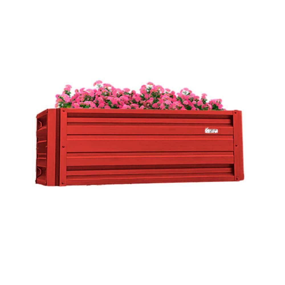 ALL METAL WORKS 24 inch by 48 inch Rectangle Bright Red Metal Planter Box PTTM2X4X18-BRIGHTRED