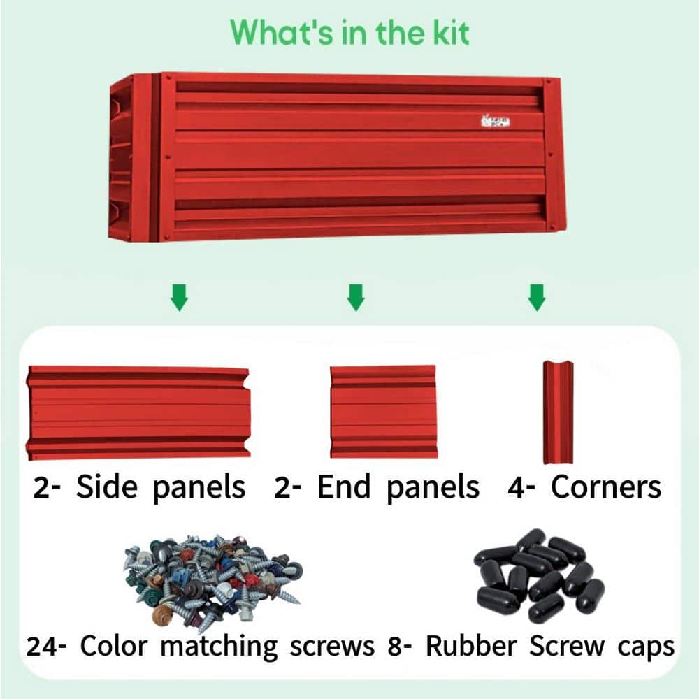 ALL METAL WORKS 24 inch by 48 inch Rectangle Bright Red Metal Planter Box PTTM2X4X18-BRIGHTRED