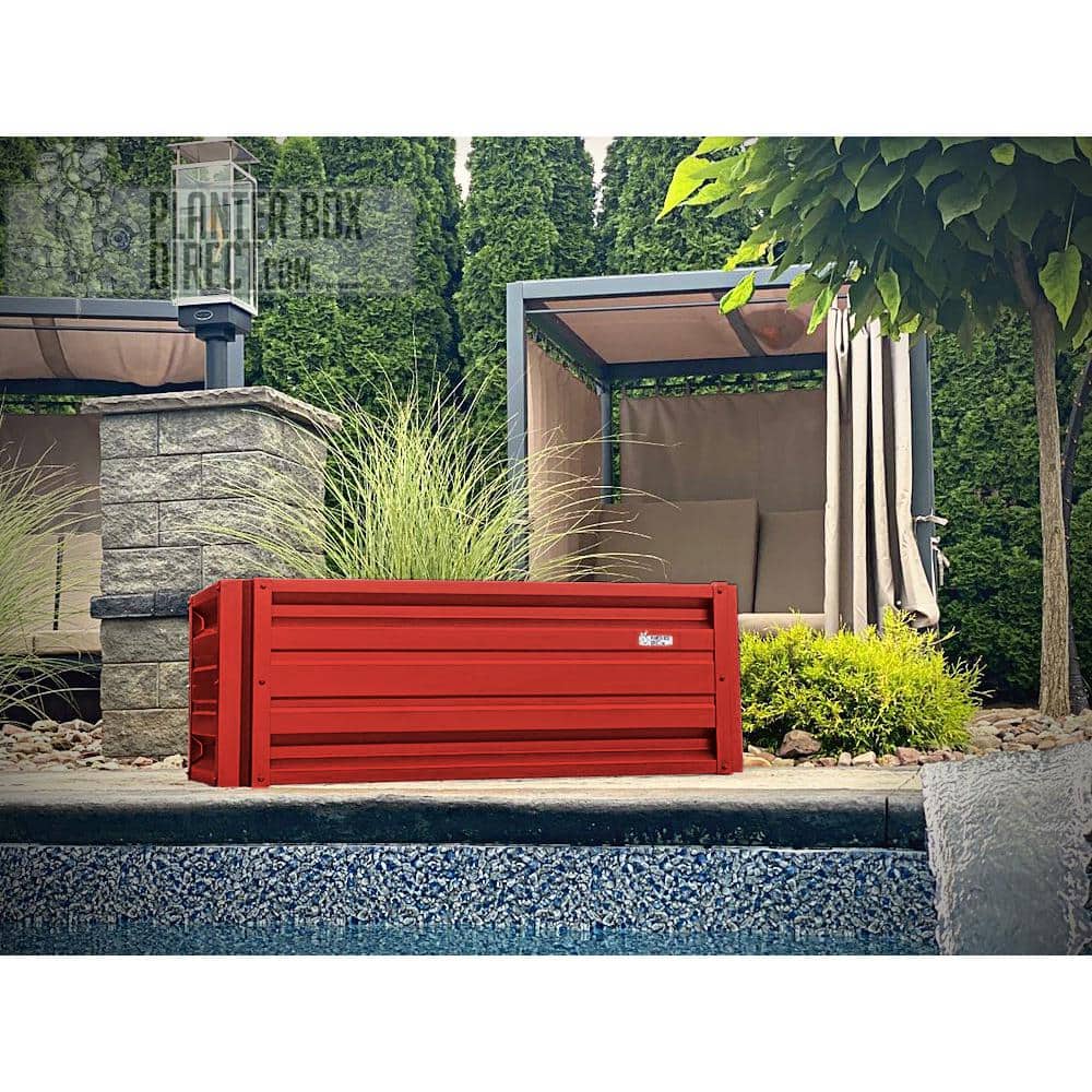 ALL METAL WORKS 24 inch by 48 inch Rectangle Bright Red Metal Planter Box PTTM2X4X18-BRIGHTRED