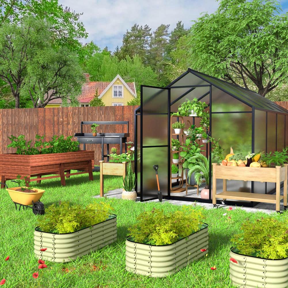VEIKOUS 71 in. L x 31 in. W Large Wooden Raised Garden Bed Outdoor with Legs and Liner, Dark Gray PG0102-08GY VEIKOUS 71 in. L x 31 in. W Large Wooden Raised Garden Bed Outdoor with Legs and Liner, Dark Gray PG0102-08GY