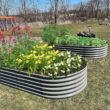 Cesicia 8 ft. L x 4 ft. W x 1.5 ft. H Oval Quartz Gray Galvanized Steel Raised Garden Bed Above Ground Modular Planter Boxes ANG008bedwy Cesicia 8 ft. L x 4 ft. W x 1.5 ft. H Oval Quartz Gray Galvanized Steel Raised Garden Bed Above Ground Modular Planter Boxes ANG008bedwy