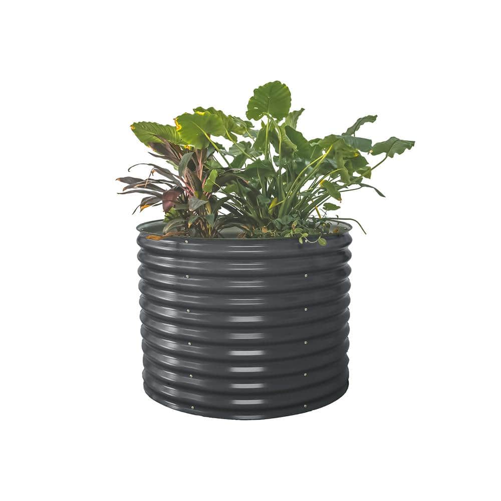 vego garden 32 in. Extra-Tall x 42 in. Round Modern Gray Metal Raised Garden Bed Kit VRB4232MG vego garden 32 in. Extra-Tall x 42 in. Round Modern Gray Metal Raised Garden Bed Kit VRB4232MG