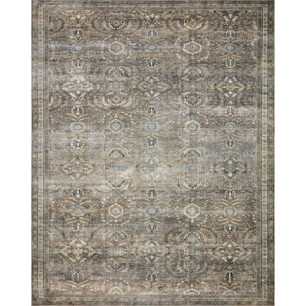 LOLOI II Layla Antique/Moss 9 ft. x 12 ft. Distressed Oriental Printed Area Rug LAYLLAY-13ANMO90C0