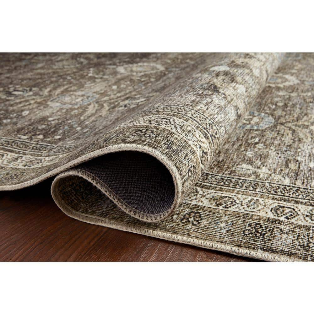 LOLOI II Layla Antique/Moss 9 ft. x 12 ft. Distressed Oriental Printed Area Rug LAYLLAY-13ANMO90C0