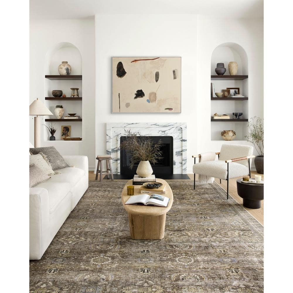 LOLOI II Layla Antique/Moss 9 ft. x 12 ft. Distressed Oriental Printed Area Rug LAYLLAY-13ANMO90C0