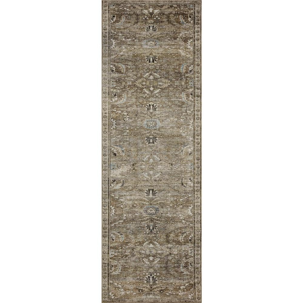 LOLOI II Layla Antique/Moss 9 ft. x 12 ft. Distressed Oriental Printed Area Rug LAYLLAY-13ANMO90C0