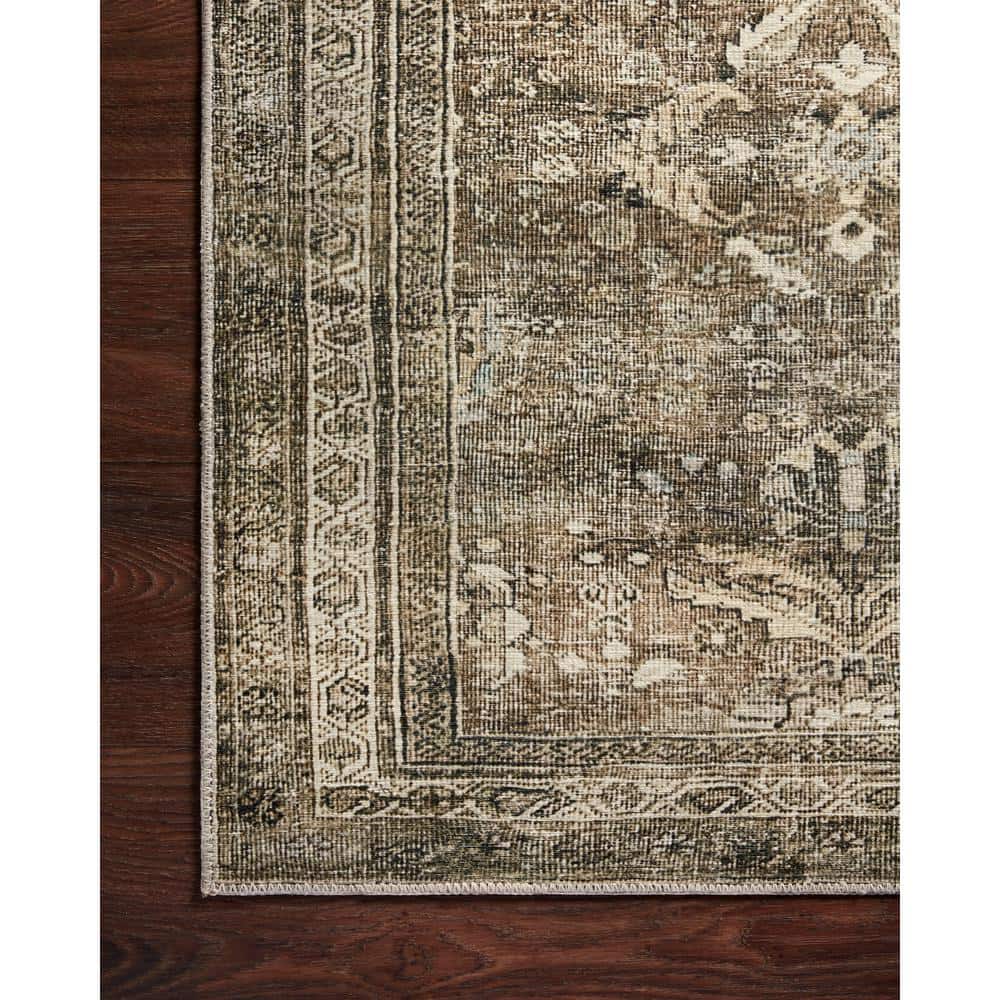 LOLOI II Layla Antique/Moss 9 ft. x 12 ft. Distressed Oriental Printed Area Rug LAYLLAY-13ANMO90C0