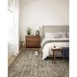 LOLOI II Layla Antique/Moss 9 ft. x 12 ft. Distressed Oriental Printed Area Rug LAYLLAY-13ANMO90C0