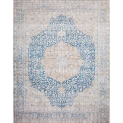 LOLOI II Layla Blue/Tangerine 9 ft. x 12 ft. Distressed Bohemian Printed Area Rug LAYLLAY-07BBTG90C0