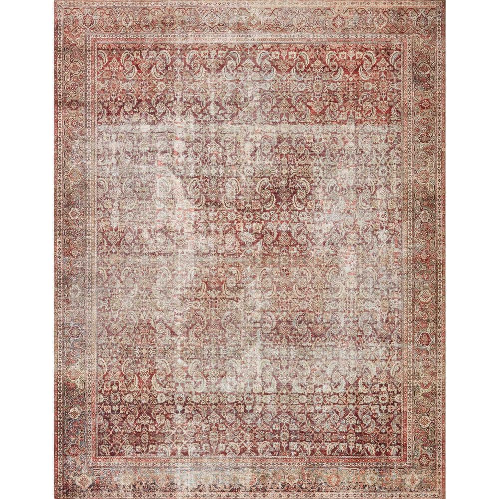 LOLOI II Layla Cinnamon/Sage 9 ft. x 12 ft. Distressed Bohemian Printed Area Rug LAYLLAY-11CMSG90C0