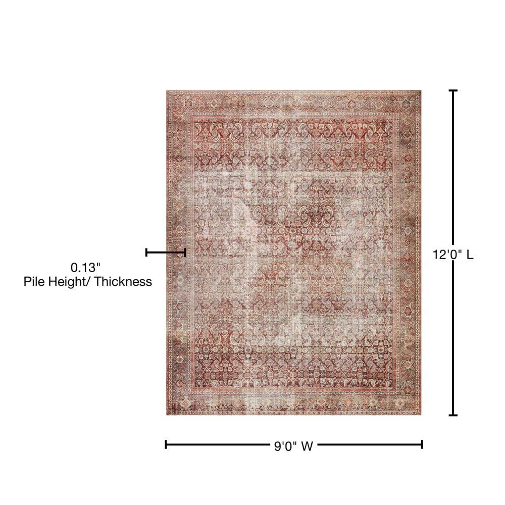 LOLOI II Layla Cinnamon/Sage 9 ft. x 12 ft. Distressed Bohemian Printed Area Rug LAYLLAY-11CMSG90C0