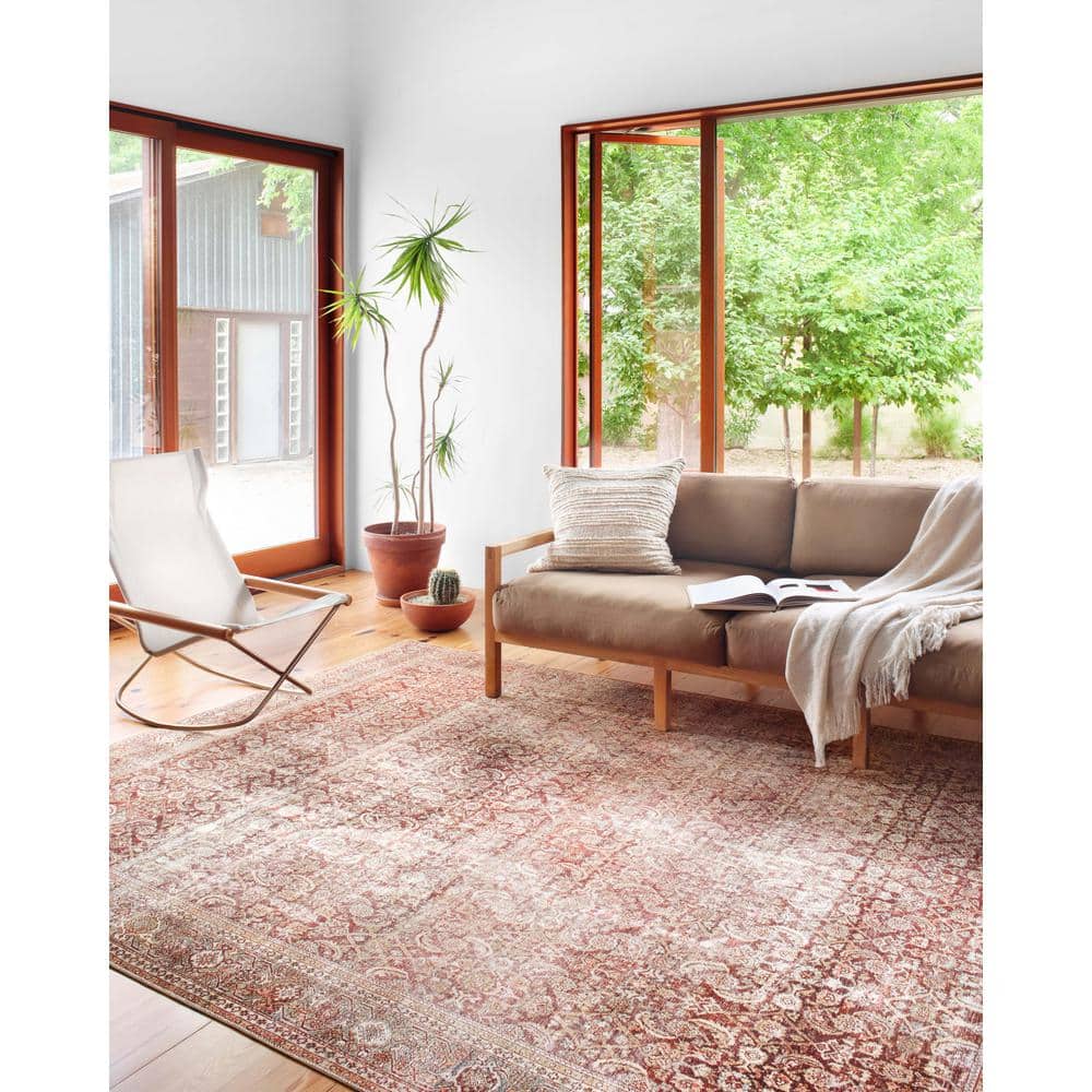 LOLOI II Layla Cinnamon/Sage 9 ft. x 12 ft. Distressed Bohemian Printed Area Rug LAYLLAY-11CMSG90C0