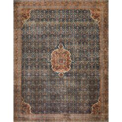LOLOI II Layla Cobalt Blue/Spice 9 ft. x 12 ft. Distressed Bohemian Printed Area Rug LAYLLAY-09CUSQ90C0