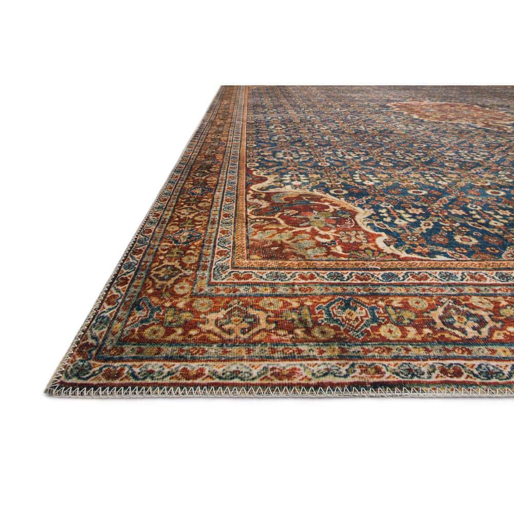 LOLOI II Layla Cobalt Blue/Spice 9 ft. x 12 ft. Distressed Bohemian Printed Area Rug LAYLLAY-09CUSQ90C0