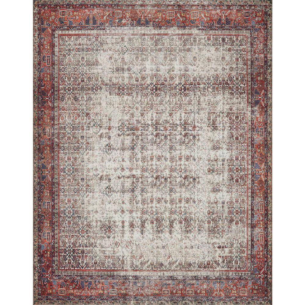 LOLOI II Layla Ivory/Brick 9 ft. x 12 ft. Distressed Bohemian Printed Area Rug LAYLLAY-12IVBK90C0