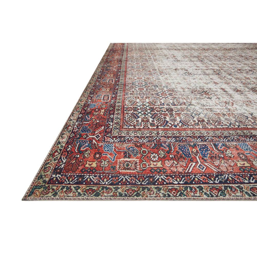 LOLOI II Layla Ivory/Brick 9 ft. x 12 ft. Distressed Bohemian Printed Area Rug LAYLLAY-12IVBK90C0