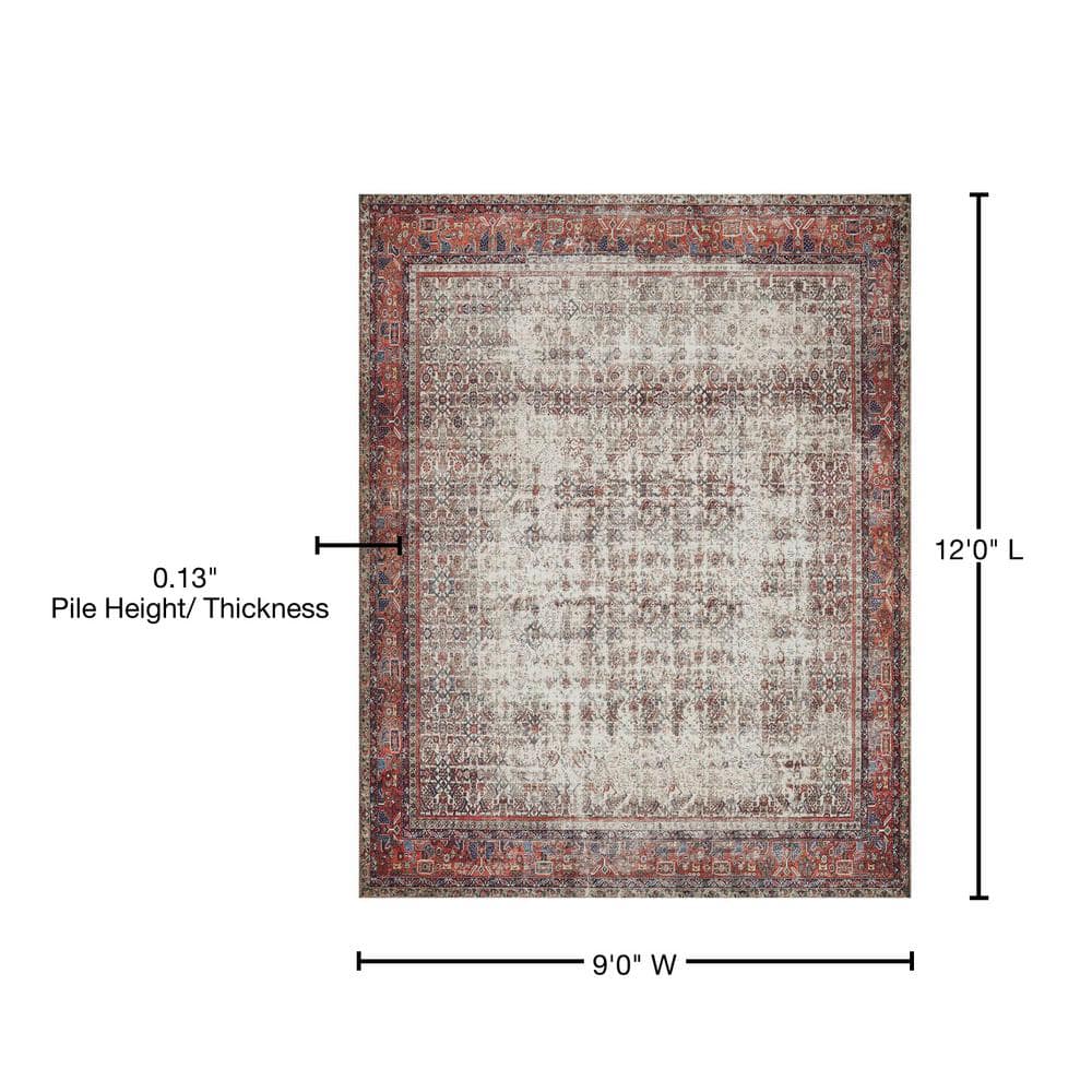 LOLOI II Layla Ivory/Brick 9 ft. x 12 ft. Distressed Bohemian Printed Area Rug LAYLLAY-12IVBK90C0