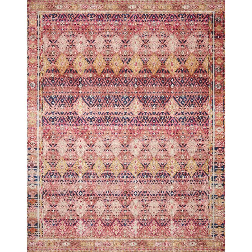 LOLOI II Layla Magenta/Multi 9 ft. x 12 ft. Distressed Bohemian Printed Area Rug LAYLLAY-15XMML90C0