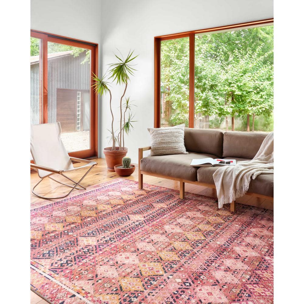 LOLOI II Layla Magenta/Multi 9 ft. x 12 ft. Distressed Bohemian Printed Area Rug LAYLLAY-15XMML90C0