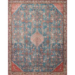 LOLOI II Layla Marine/Clay 9 ft. x 12 ft. Distressed Bohemian Printed Area Rug LAYLLAY-10NNCG90C0