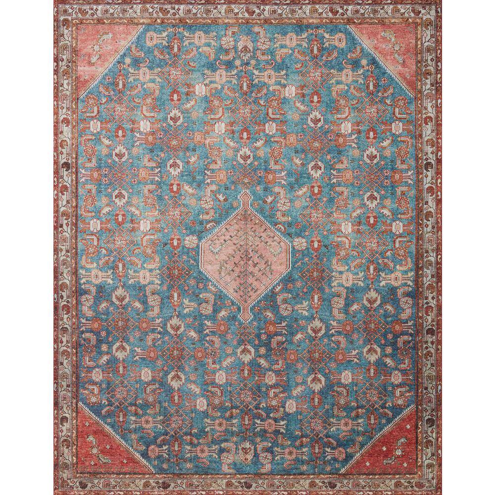 LOLOI II Layla Marine/Clay 9 ft. x 12 ft. Distressed Bohemian Printed Area Rug LAYLLAY-10NNCG90C0