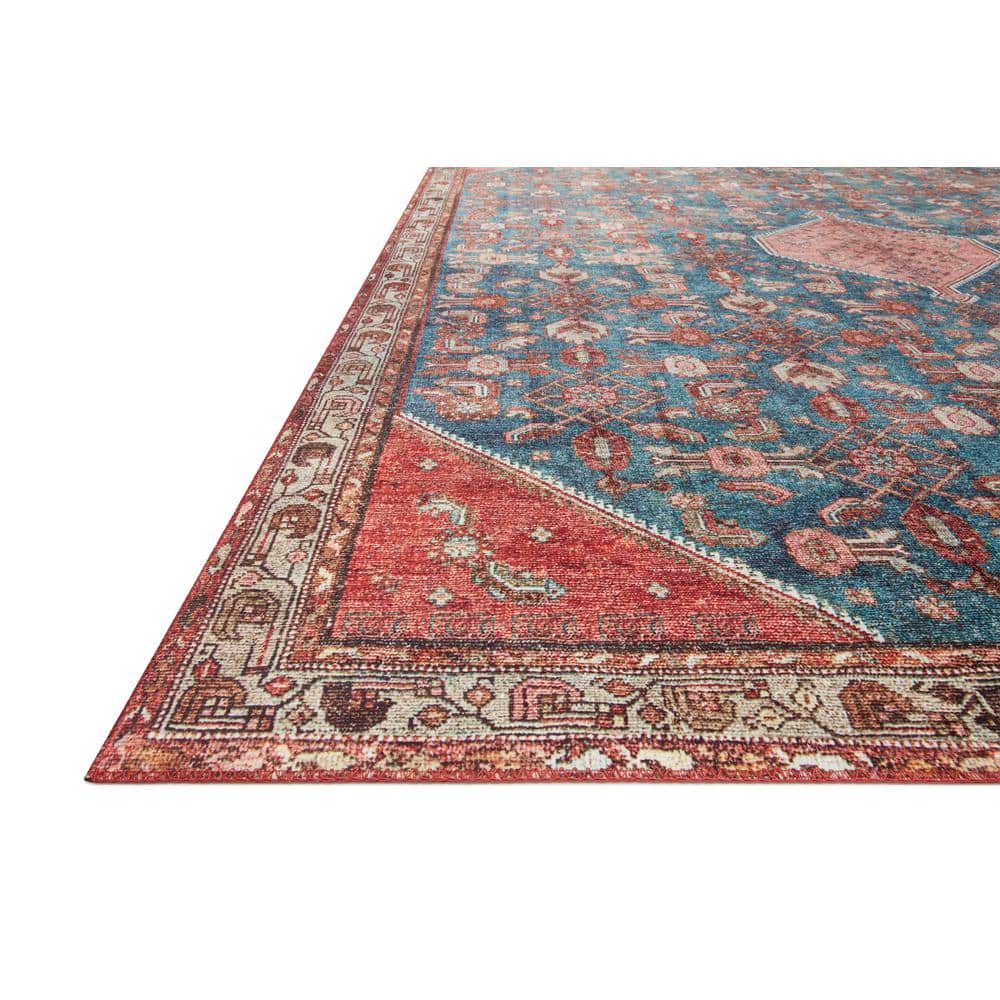 LOLOI II Layla Marine/Clay 9 ft. x 12 ft. Distressed Bohemian Printed Area Rug LAYLLAY-10NNCG90C0