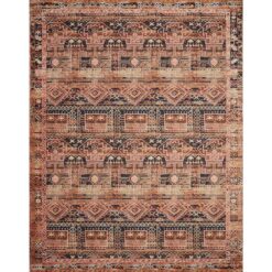 LOLOI II Layla Mocha/Blush 9 ft. x 12 ft. Distressed Bohemian Printed Area Rug LAYLLAY-14MCBH90C0