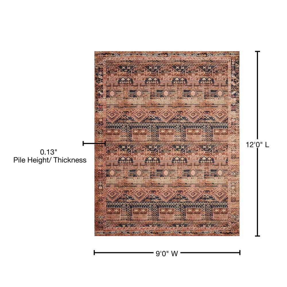 LOLOI II Layla Mocha/Blush 9 ft. x 12 ft. Distressed Bohemian Printed Area Rug LAYLLAY-14MCBH90C0