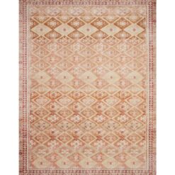LOLOI II Layla Natural/Spice 9 ft. x 12 ft. Distressed Bohemian Printed Area Rug LAYLLAY-16NASQ90C0