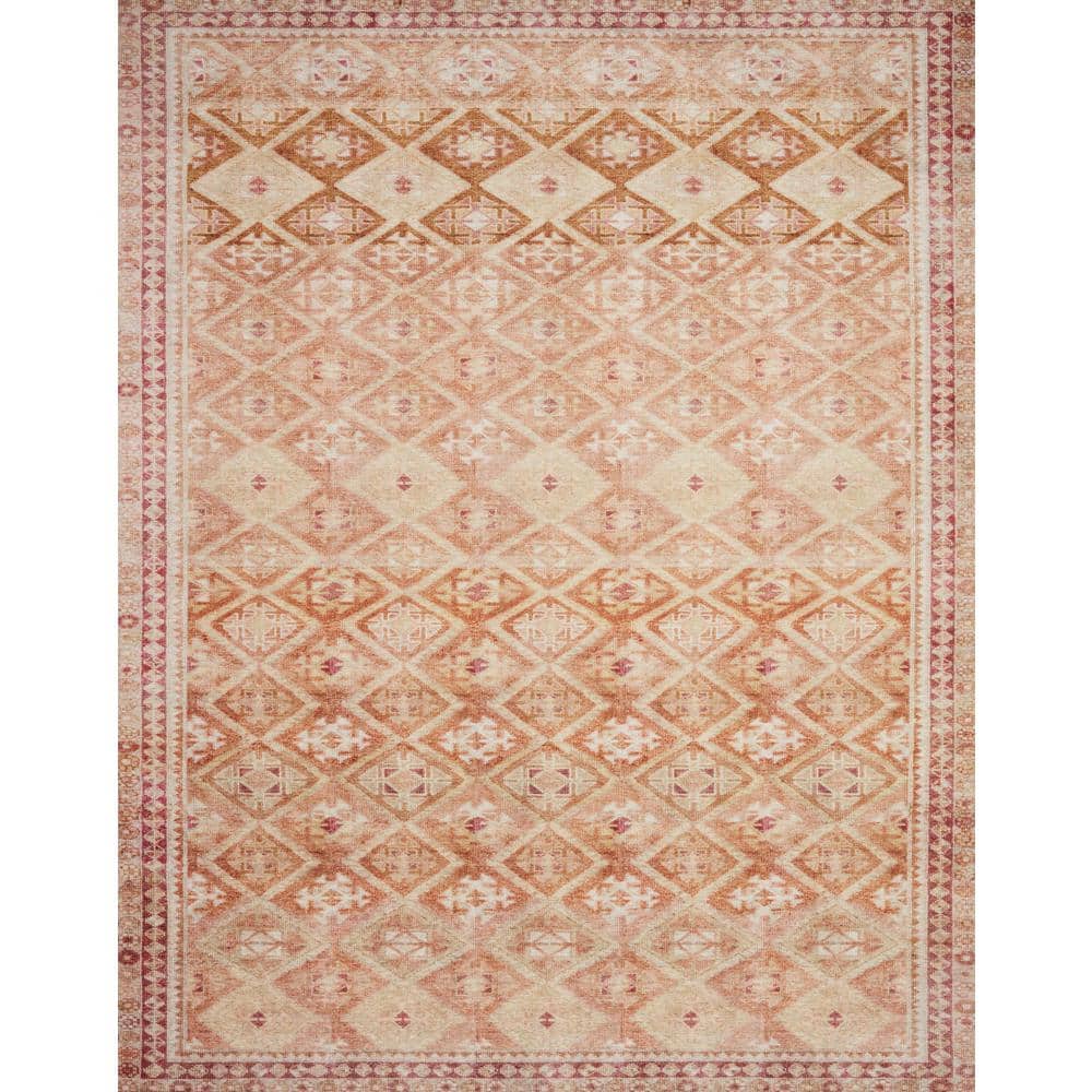 LOLOI II Layla Natural/Spice 9 ft. x 12 ft. Distressed Bohemian Printed Area Rug LAYLLAY-16NASQ90C0