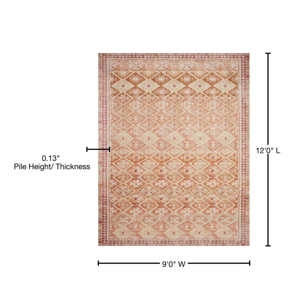 LOLOI II Layla Natural/Spice 9 ft. x 12 ft. Distressed Bohemian Printed Area Rug LAYLLAY-16NASQ90C0