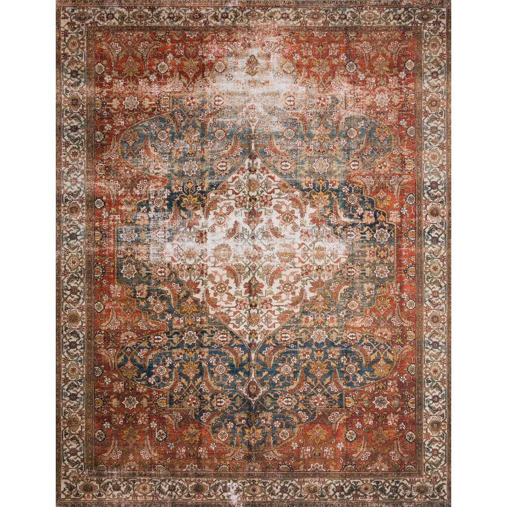 LOLOI II Layla Ocean/Multi 9 ft. x 12 ft. Distressed Bohemian Printed Area Rug LAYLLAY-05OCML90C0
