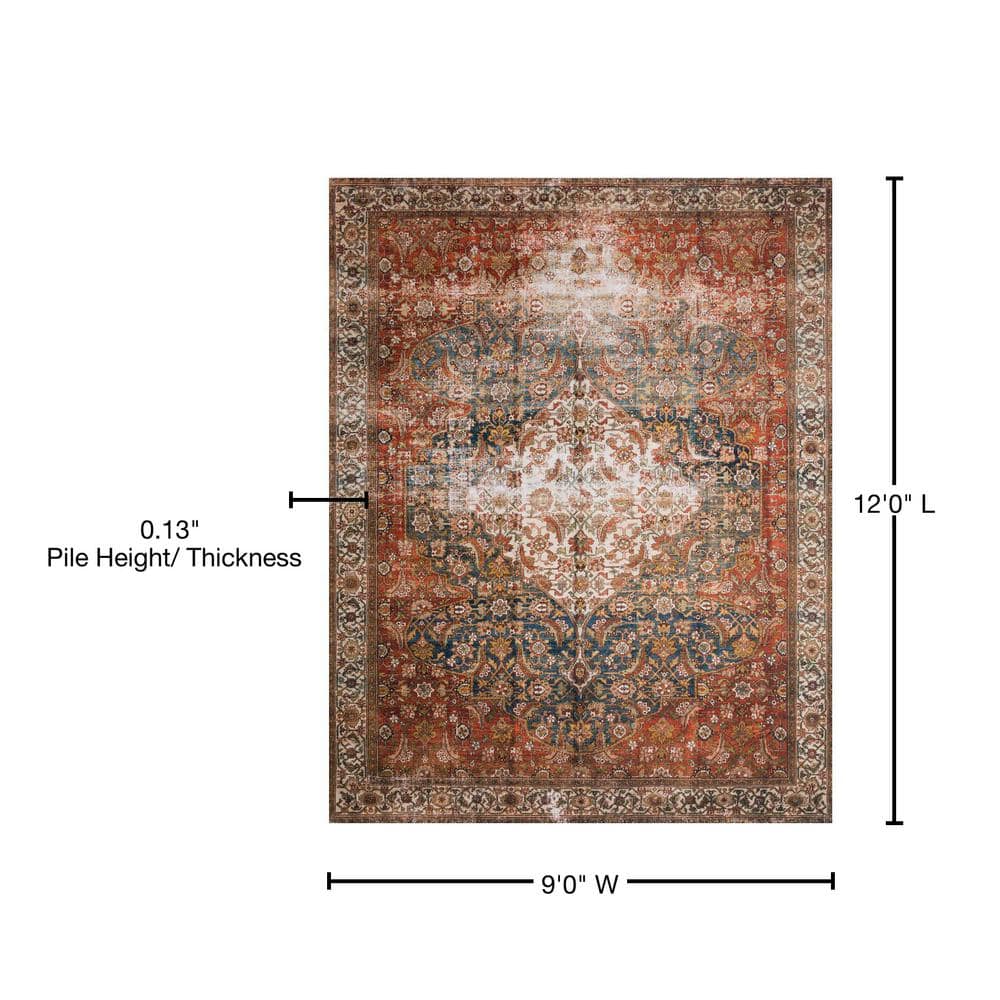 LOLOI II Layla Ocean/Multi 9 ft. x 12 ft. Distressed Bohemian Printed Area Rug LAYLLAY-05OCML90C0